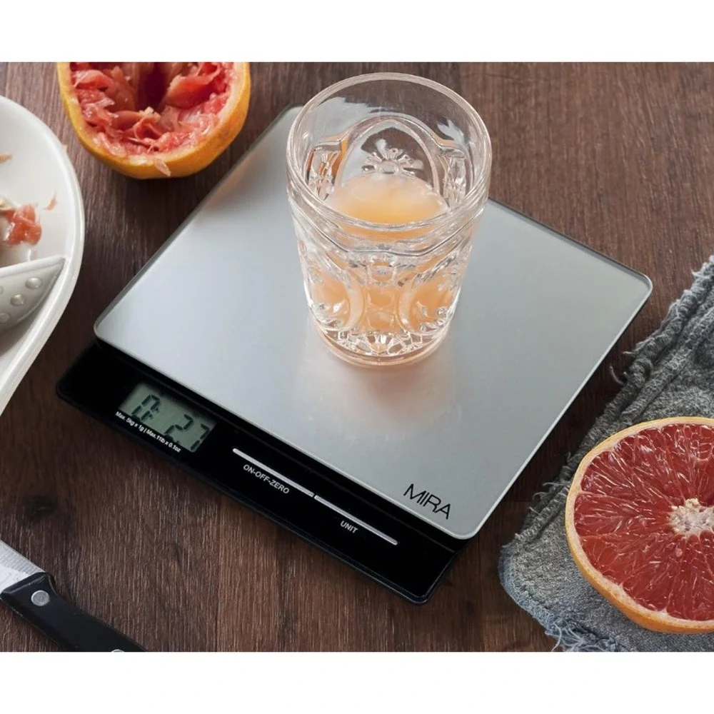 MIRA 11 lb Digital Food Scale - Glass Platform with Multi-Unit Measurement